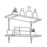 Cremallera sencilla blanca para ménsulas planas, 2m Fiero 47712