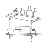 Cremallera sencilla blanca para ménsulas planas, 1m Fiero 47710