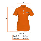 Playera tipo polo naranja, para dama, talla M, Truper 60470