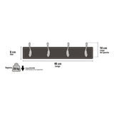 Perchero negro para pared con 4 ganchos satinados Hermex 49624