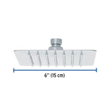 Regadera cuadrada 6', acero inox, sin brazo, cromo, Túbig, Foset 47737