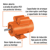 Motor eléctrico monofásico de 3/4 HP, baja velocidad, Truper 102304