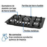 Parrilla de gas empotrable 5 quemadores, Foset 48409