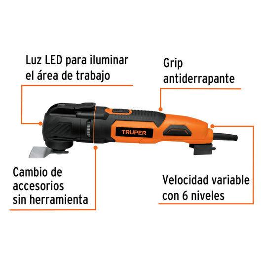 Multi herramienta profesional 350 W con 10 accesorios, Truper 102429
