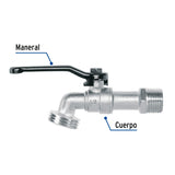 Llave de esfera de zinc 1/2', 110 g, s/adaptador, Pretul 28200