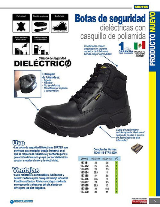 Botas seguridad dieléctricas casquillo poliamida 30 Surtek 137490