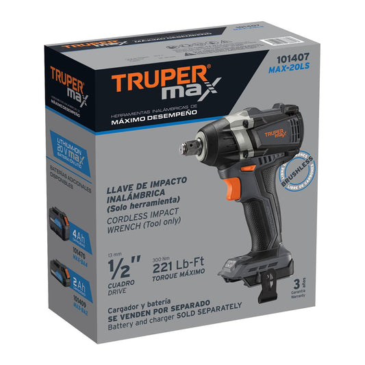 Llave de impacto inalámbrica 1/2' 20 V Truper MAX, s/batería Truper 101407