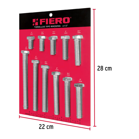 Exhibidor con tornillos tipo máquina, 1/2', Fiero 55902