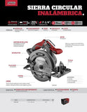 Sierra circular inalámbrica Urrea con capacidad de disco de 7-1/4", voltaje de carga 120 V, voltaje