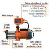 Bomba presurizadora multietapas 1 1/3 HP, Truper 102387