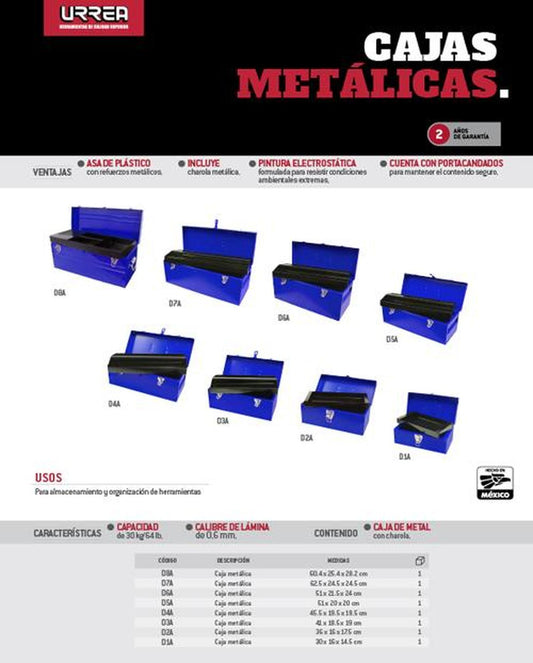 Caja metálica portaherramientas 51 x 21.5 x 24 cm Urrea D6A