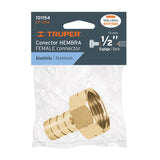Conector sencillo de aluminio 1/2', hembra Truper 101154