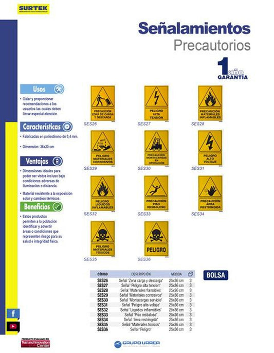 Señal "Materiales flamables" Surtek SES28