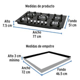 Parrilla de gas empotrable 5 quemadores, Foset 48409