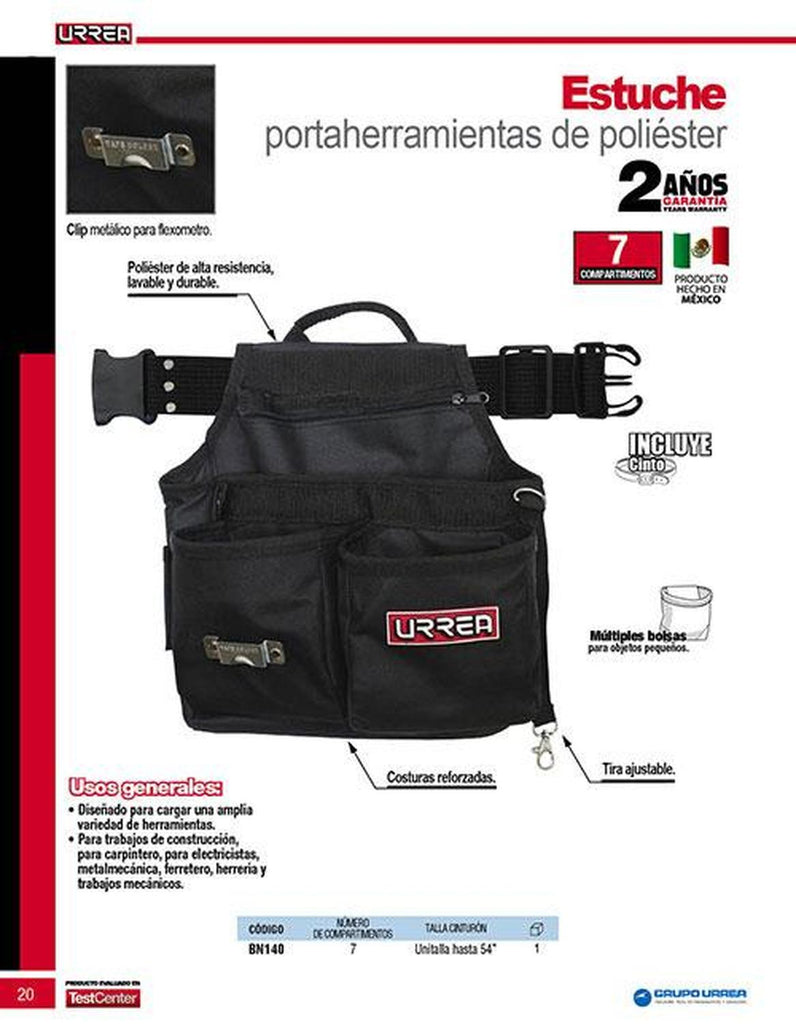 Portaherramientas 7 Compartimientos Poliester Forro PVC con