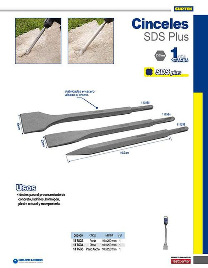 Cincel punta SDS plus 250 mm (10 piezas)