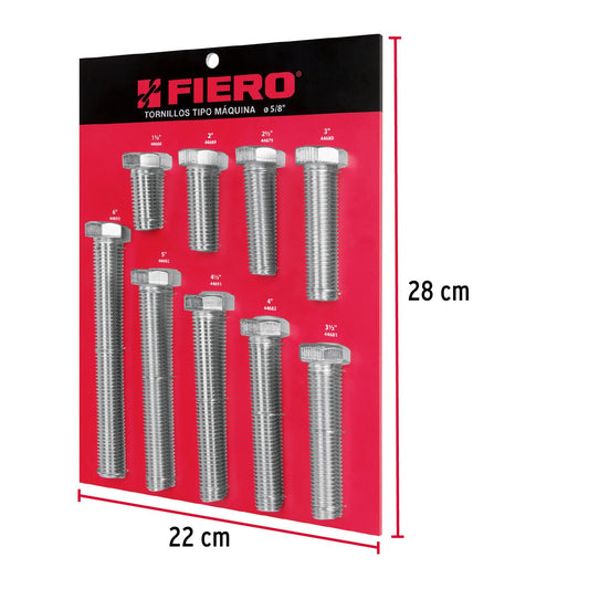 Exhibidor con tornillos tipo máquina, 5/8', Fiero 55903