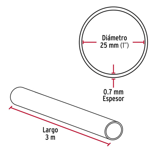 Tubo redondo de 3.0 m negro para closet, Hermex 46581