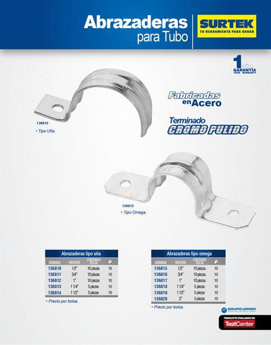 Abrazadera para tubo tipo uña 1-1/4" Surtek 136813