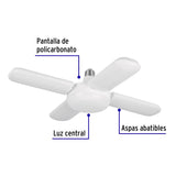 Lámpara LED 40W tipo ventilador, 4 aspas ajustables, Volteck 26125