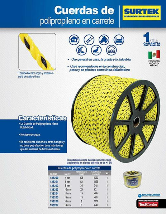 Cuerda de polipropileno 4 mm, 10 kg Surtek 138200