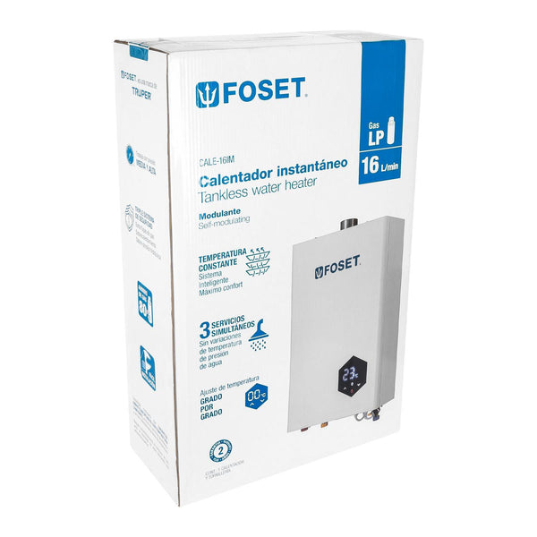Calentador instantáneo modulante 16 L 3 servicios gas LP, Foset 48016