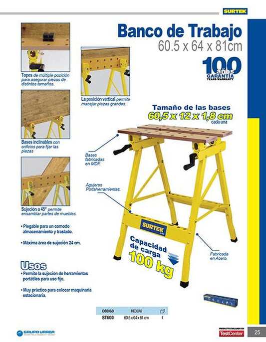 Banco de trabajo 70 x 64 x 80.5cm BT600