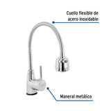 Monomando para fregadero con cuello flexible, cromo, Tubig, Foset 47386