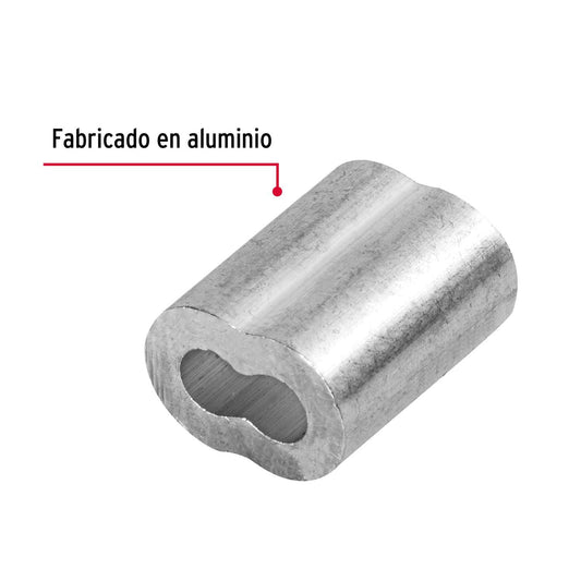 Bolsa con 50 casquillos dobles de aluminio, 1/8', Fiero 48365