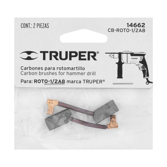Bolsa con 2 carbones de repuesto para ROTO-1/2A8, Truper 14662
