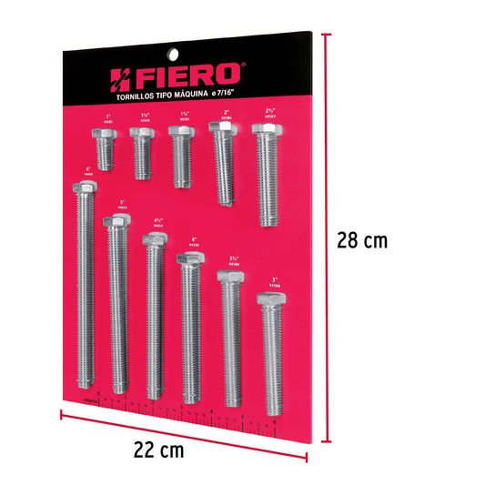 Exhibidor con tornillos tipo máquina, 7/16', Fiero 55899