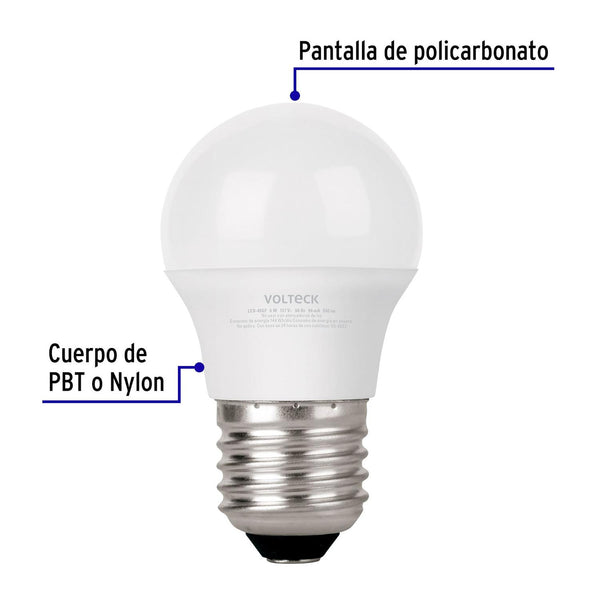 Lámpara LED G45 6 W (equiv. 40 W), luz de día, blíster, Volteck 46277