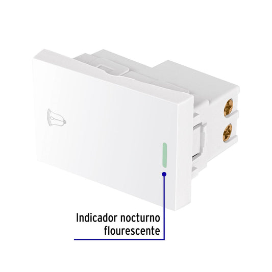 Interruptor para timbre blanco de 1.5 módulos, línea Lisboa, Volteck 47946