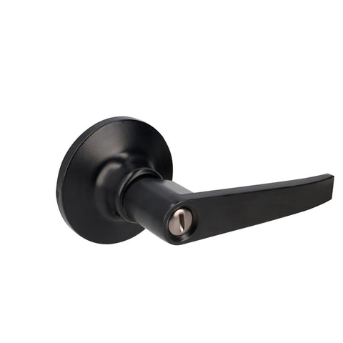 Manija tubular recta función baño, negra, llave estándar, Lock 26MA