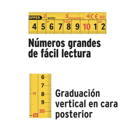 Flexómetro compacto 10 m con grip, cinta 25 mm, Truper 102332