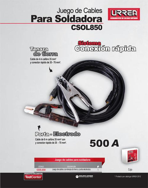 Juego de cables para soldadora 500 A, 6 m Urrea CSOL850
