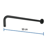 Brazo recto 50 cm con chapetón para regadera, negro mate, Foset 47754