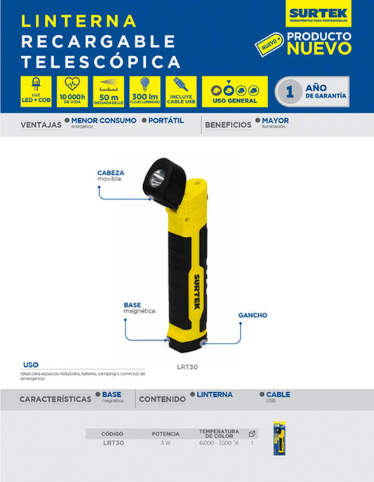 Linterna telescopica recargable Surtek LRT30