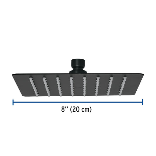 Regadera cuadrada 8', acero inox, sin brazo, negro, Túbig, Foset 47751