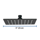 Regadera cuadrada 8', acero inox, sin brazo, negro, Túbig, Foset 47751