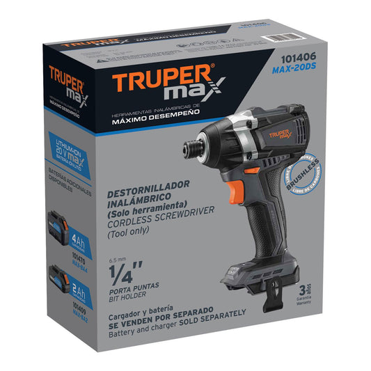 Destornillador de impacto 1/4' 20 V Truper MAX, sin batería Truper 101406