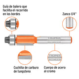 Broca para router, corte recto, 3/8' con balero, Truper 102721