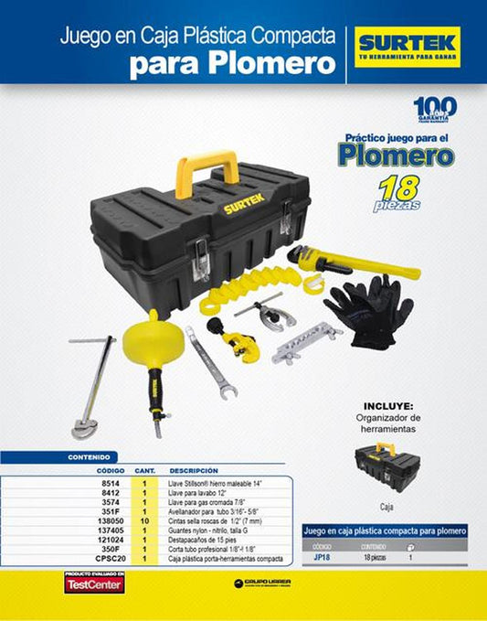 Surtek Juego para Plomero de 18 piezas JP18