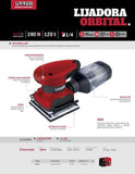 Lijadora orbital eléctrica 102x100 mm 120 V 60 Hz 280W Urrea LO914