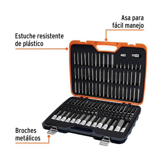 Juego profesional de puntas y dados con punta p/mécanica 150pz, Truper 102520