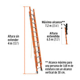 Escalera de extensión, tipo II, 24 peldaños, fibra de vidrio 16757