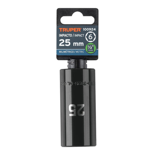 Dado largo impacto de 25 mm, 6 puntas, cuadro 1/2', Truper 100924