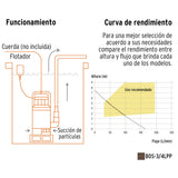 Bomba sumergible plástica 3/4 HP para agua limpia, Pretul 27196