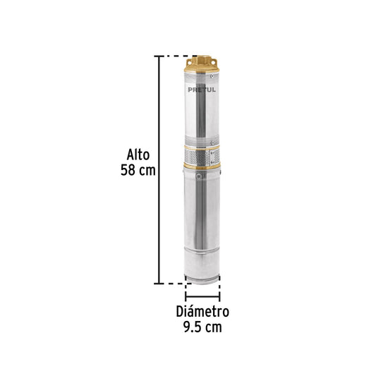 Bomba sumergible, tipo bala, 1/2 HP, agua limpia, Pretul 28205