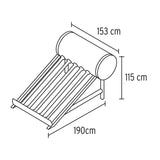 Calentador solar de agua de 15 tubos 180 L, 5 personas, Foset 45272